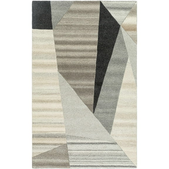Hauteloom Toril Wool Living Room, Bedroom Area Rug - Contemporary - Ash, Sage, Metallic Silver - 2' x 3'