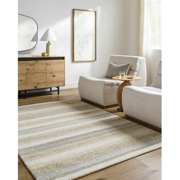 Hauteloom Touca Wool Living Room, Bedroom Area Rug - Bohemian, Transitional - Light Silver, Ash, Warm Gray - 2' x 3'