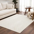 thumbnail image 1 of Hauteloom Truls Machine Washable Contemporary Area Rug - Modern Geometric Checkered Carpet for Living Room, Bedroom - Cream - 6'7" x 9', 1 of 12