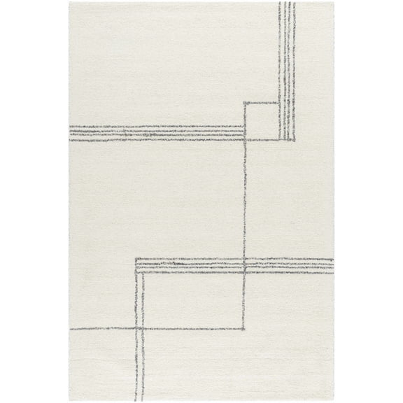 Hauteloom Trumma Wool Living Room, Bedroom Area Rug - Traditional, Transitional - Off White, Light Silver - 2' x 3'