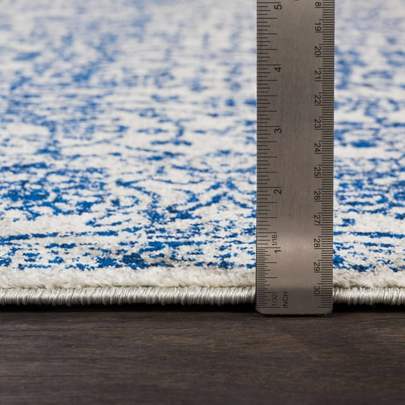 Hauteloom Truxton Living Room, Bedroom Area Rug - Traditional - Navy, Medium Gray, Beige - 5'3" x 7'3"