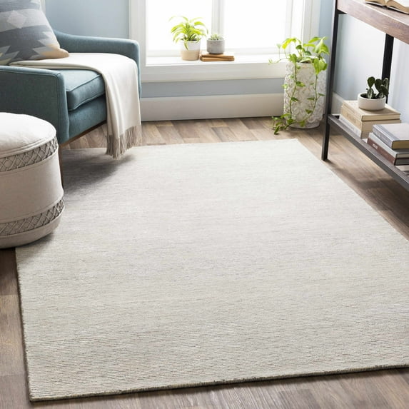 Hauteloom Tupman Wool Living Room, Bedroom Area Rug - Solid & Border - Beige, Gray - 8' x 10'