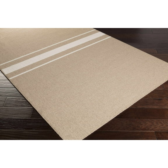 Hauteloom Twitty Wool Living Room, Bedroom Area Rug - Solid & Striped - Tan, Ivory - 2' x 3'
