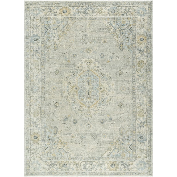 Hauteloom Tyche Living Room, Bedroom Area Rug - Traditional - High Pile - Light Gray, Peach, Gray - 2' x 2'11"