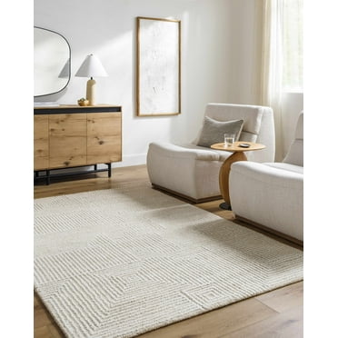 Hauteloom Tyrus Wool Living Room, Bedroom Area Rug - Traditional, Transitional - Light Silver, Off White, Ash - 2' x 3'