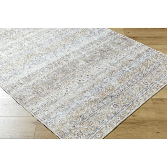 Hauteloom Tywin Living Room, Bedroom Machine Washable Area Rug - Traditional - Beige, Light Brown, Cream - 18" x 18" Sample
