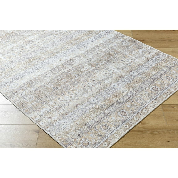 Hauteloom Tywin Living Room, Bedroom Machine Washable Area Rug - Traditional - Beige, Light Brown, Cream - 18" x 18" Sample