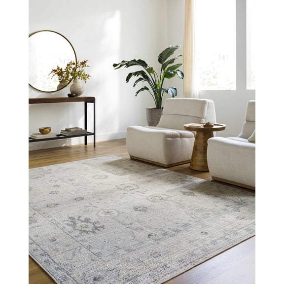 Hauteloom Umeko Living Room, Bedroom Area Rug - Traditional - Peach, Light Gray, Gray - 9'1" x 12'