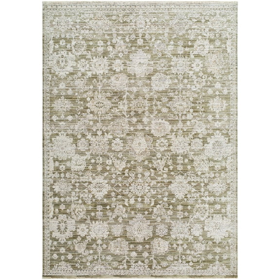 Hauteloom Urara Living Room, Bedroom Area Rug - Traditional - Ash, Sterling Gray, Light Silver - 5'3" x 7'