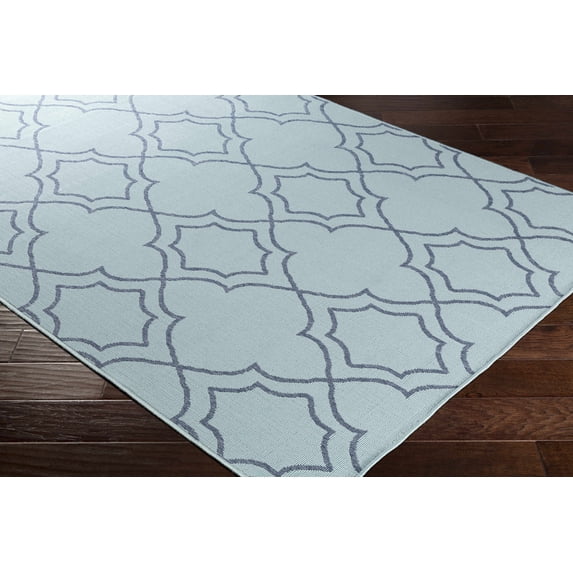 Hauteloom Ursa Living Room, Bedroom Patio Outdoor Area Rug - Traditional, Transitional - Pale Blue, Navy - 8'10" Square