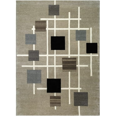 Hauteloom Usman Wool Living Room, Bedroom Area Rug - Contemporary - Sage, Gray, Jet Black - 18" Sample