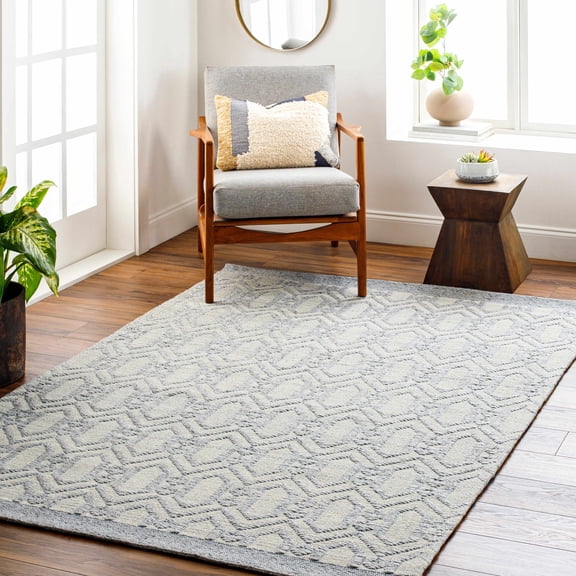 Hauteloom Vahe Recycled Material Living Room, Bedroom Area Rug - Contemporary - Gray, Cream, Black - 6' x 9'
