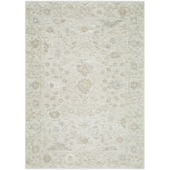 Hauteloom Vaman Living Room, Bedroom Area Rug - Traditional - Light Silver, Sterling Gray - 1'11" x 2'11"