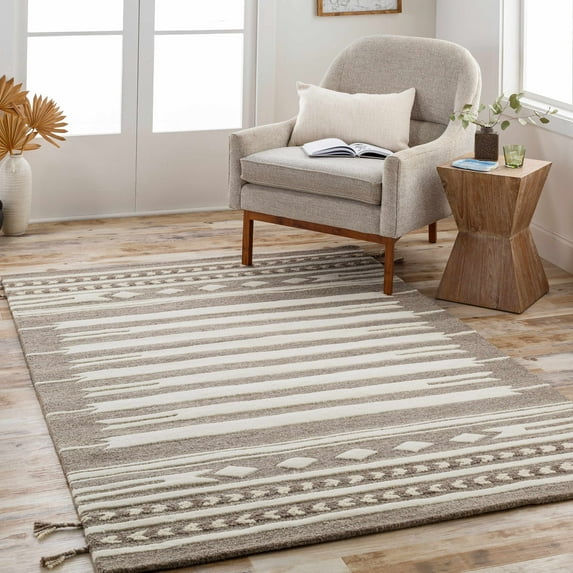 Hauteloom Vamo Wool Living Room, Bedroom Area Rug - Brown - 6' x 9'