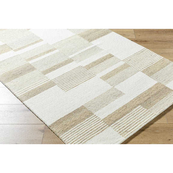 Hauteloom Varen Wool Living Room, Bedroom Area Rug - Contemporary - Pearl, Off White, Ash - 18" x 18" Sample
