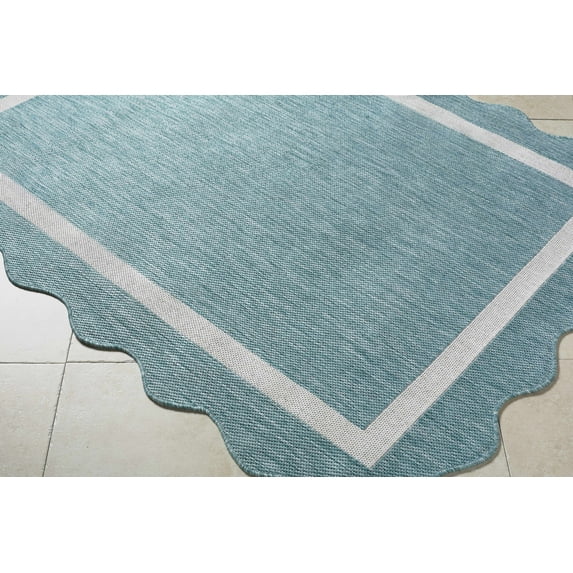Hauteloom Varro Living Room, Bedroom Patio Outdoor Area Rug - Traditional - Aqua, Cream - 2'4" x 3'9"