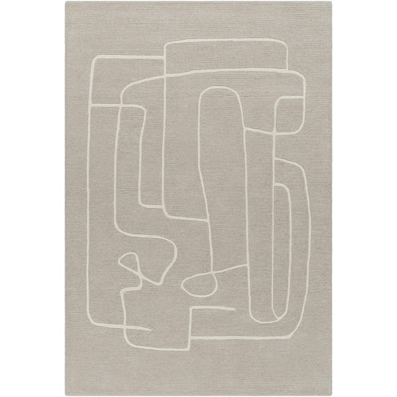 Hauteloom Koda Wool Living Room, Bedroom Area Rug - Contemporary - Sterling Gray, Light Silver - 5' x 7'6"