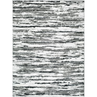 Hauteloom Vembo Living Room, Bedroom Area Rug - Contemporary - High Pile - Light Silver, Gray, Silver Gray - 5'3" x 7'