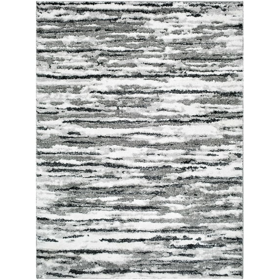 Hauteloom Vembo Living Room, Bedroom Area Rug - Contemporary - High Pile - Light Silver, Gray, Silver Gray - 8'10" x 12'