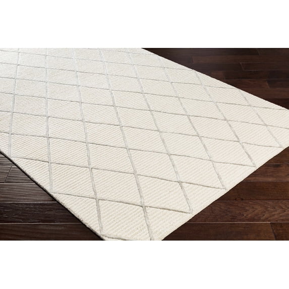 Hauteloom Vermilion Wool Living Room, Bedroom Area Rug - Contemporary - Ivory, Taupe - 5' x 7'6"