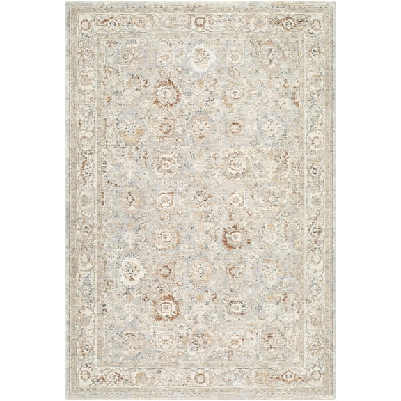 Hauteloom Vidar Living Room, Bedroom Area Rug - Traditional - Ivory, Gray, Medium Gray - 2' x 2'11"
