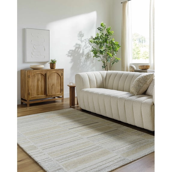 Hauteloom Vivek Wool Living Room, Bedroom Area Rug - Contemporary - Light Silver, Ash - 8'10" x 12'