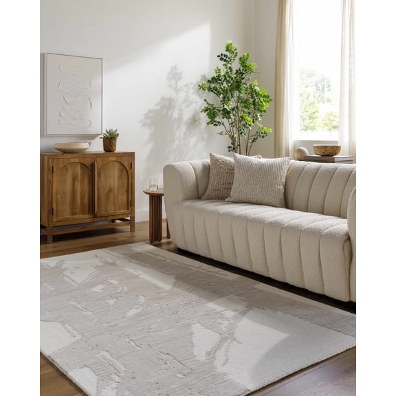 Hauteloom Viven Wool Living Room, Bedroom Area Rug - Contemporary - Metallic Silver, Pale Pink, Silver Gray - 2' x 3'