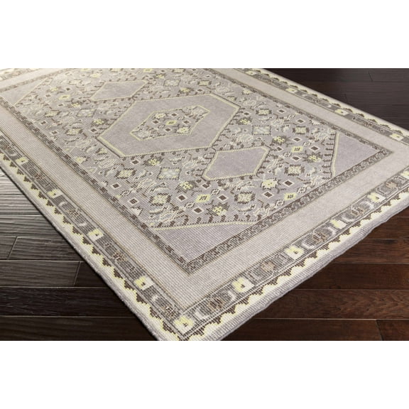 Hauteloom Walden Wool Living Room, Bedroom Area Rug - Traditional - Charcoal, Beige, Light Green - 3'6" x 5'6"