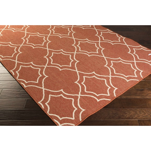 Hauteloom Wales Living Room, Bedroom Patio Outdoor Area Rug - Traditional, Transitional - Rust, Beige - 8'10" Square