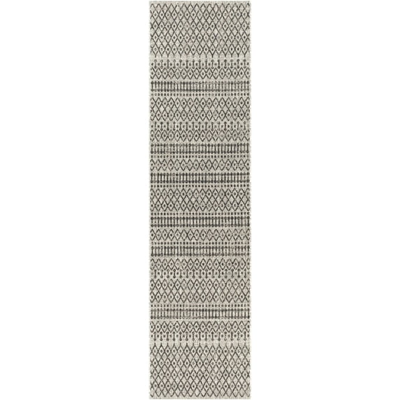 Hauteloom Wallkill Hallway, Kitchen Patio Outdoor Runner Rug - Bohemian/Global - Black, Gray - 2'7" x 10'