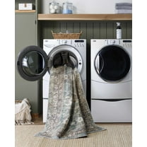 Hauteloom Walta Living Room, Bedroom Machine Washable Area Rug - Traditional - Medium Green, Sage, Charcoal - 18" x 18" Sample