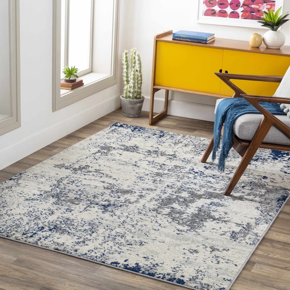 Hauteloom Warburton Living Room, Bedroom Area Rug - Modern - Blue, Gray - 6'7" x 9'