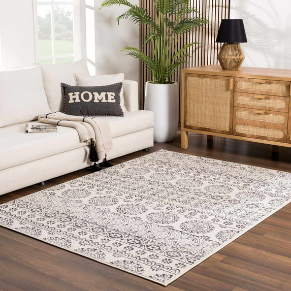 Hauteloom Warroad Living Room, Bedroom Area Rug - Traditional - Peach, Charcoal - 12' x 15'