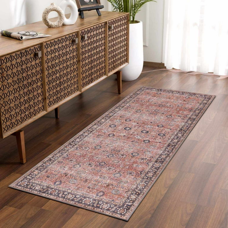 53.5×100 \"Lucky clover” ViNTAGE RUG Lotus Pomona Machine Washable Vintage Medallion Botanical
