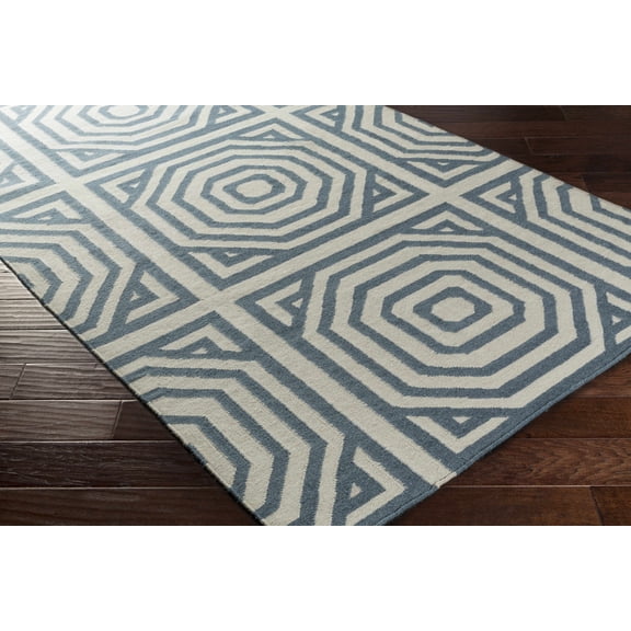 Hauteloom Westbrook Wool Living Room, Bedroom Area Rug - Contemporary - Navy, Light Gray - 2' x 3'