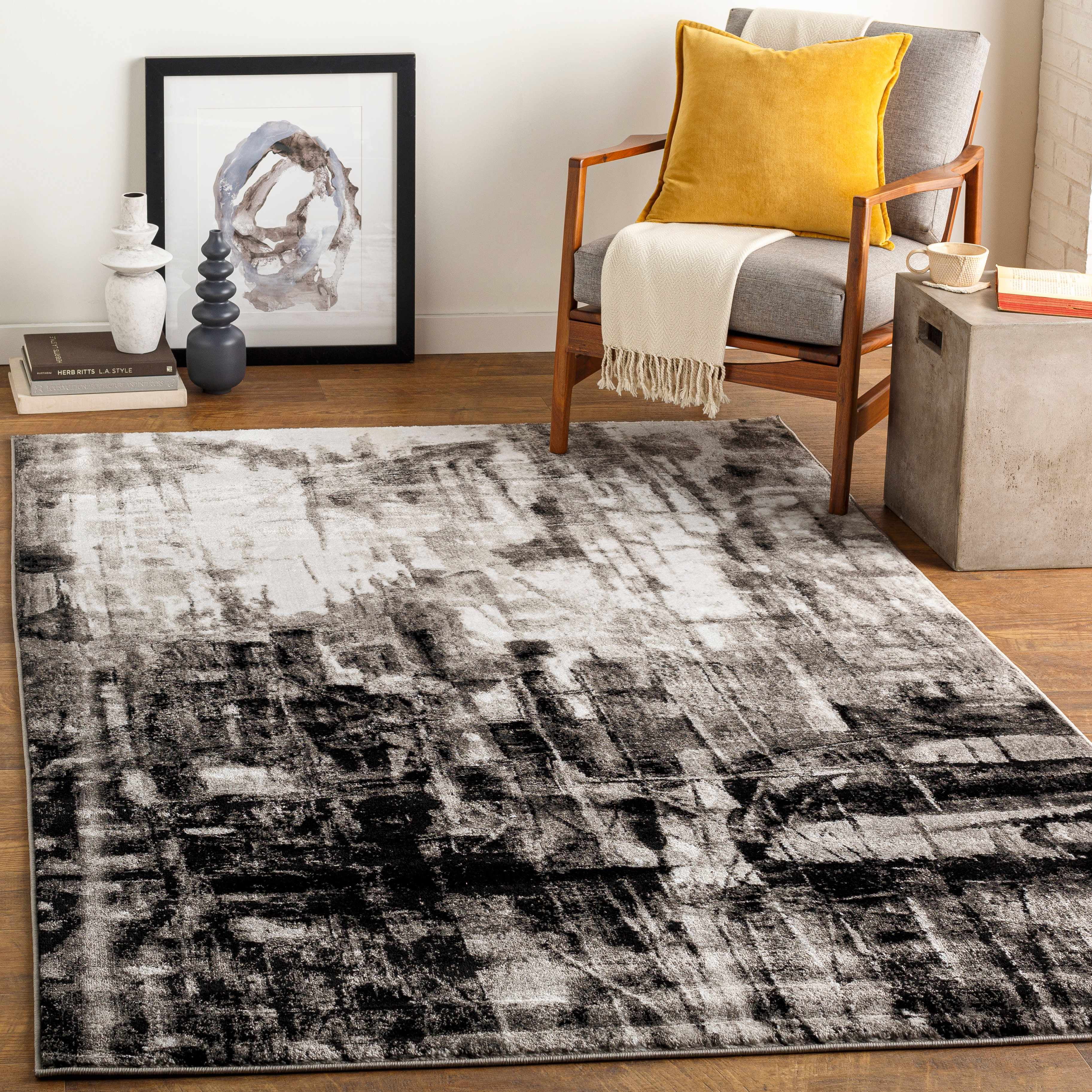 Hauteloom Westpoint Living Room, Bedroom Area Rug - Contemporary -  Black,Charcoal,Medium Gray - 7'10 x 10'6 