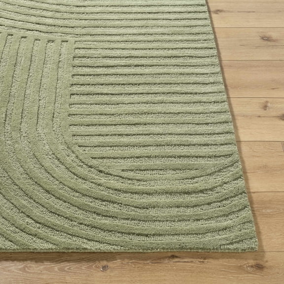 Hauteloom Whan Wool Living Room, Bedroom Area Rug - Contemporary - Sage, Olive, Moss - 2' x 3'