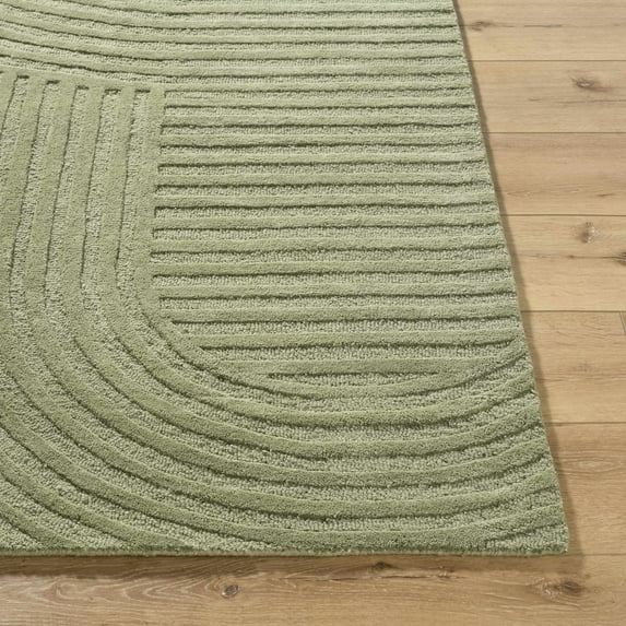Hauteloom Whan Wool Living Room, Bedroom Area Rug - Contemporary - Sage, Olive, Moss - 8' x 10'