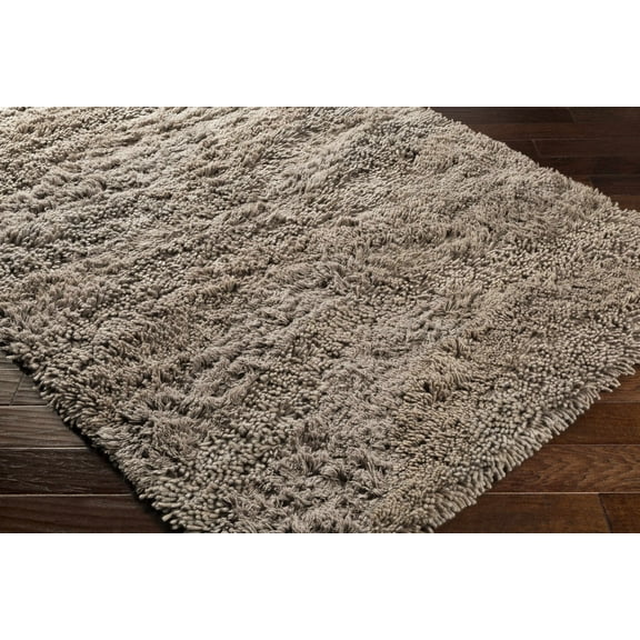 Hauteloom Wharton Wool Living Room, Bedroom Area Rug - Shags - High Pile - Medium Gray - 2' x 3'