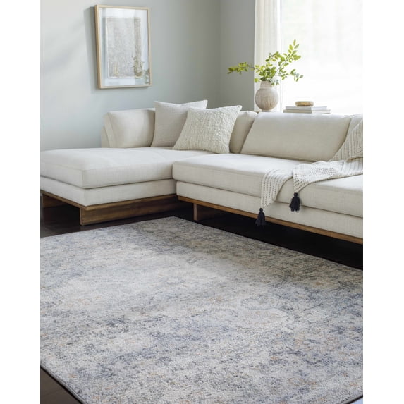 Hauteloom Wills Living Room, Bedroom Area Rug - Traditional - Cream, Medium Gray, Beige - 7'10" x 10'2"