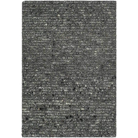 Hauteloom Winta Boho Hand Tufted Natural Fiber Wool Area Rug - Farmhouse Solid Color Carpet for Living Room, Bedroom, Dining Room - Traditional, Transitional - Gray, Charcoal - 5' x 7'6"