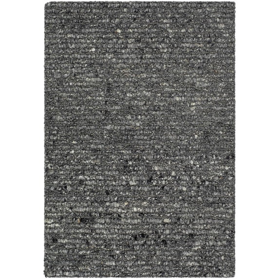 Hauteloom Winta Boho Hand Tufted Natural Fiber Wool Area Rug - Farmhouse Solid Color Carpet for Living Room, Bedroom, Dining Room - Traditional, Transitional - Gray, Charcoal - 6' x 9'