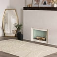 thumbnail image 1 of Hauteloom Wood Modern Moroccan Farmhouse Living Room Bedroom Area Rug - High Low Plush Pile - Bohemian Boho Soft Hand Woven Carpet - Cream - 8' x 10', 1 of 13