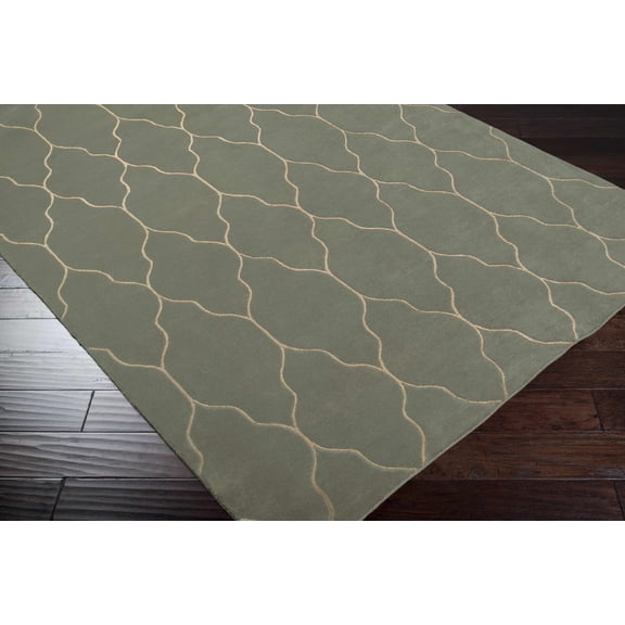 Hauteloom Woodland Wool Living Room, Bedroom Area Rug - Transitional - Medium Gray, Tan - 5' x 8'