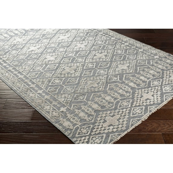 Hauteloom Woodsfield Wool Living Room, Bedroom Area Rug - Traditional - Gray, Beige, Dark Red - 8' x 10'