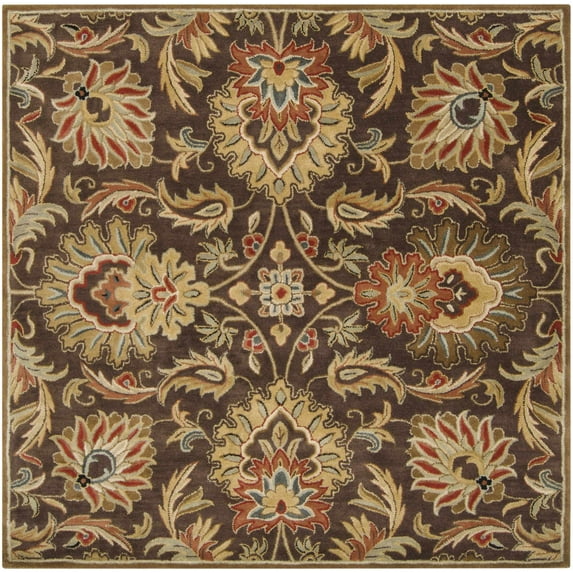 Hauteloom Wrens Wool Living Room, Bedroom Area Rug - Traditional - Dark Brown, Burgundy, Rust - 8' Square