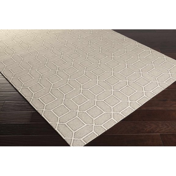 Hauteloom Wright Wool Living Room, Bedroom Area Rug - Transitional - Medium Gray, Cream, Charcoal - 8' x 10'