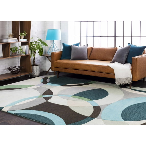 Hauteloom Wyocena Wool Living Room, Bedroom Area Rug - Contemporary - Gray, Medium Gray, Black - 9'9" Square