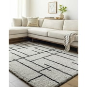 Hauteloom Xenos Living Room, Bedroom Area Rug - Bohemian, Transitional - High Pile - Off White, Onyx, Ash - 2 x 3