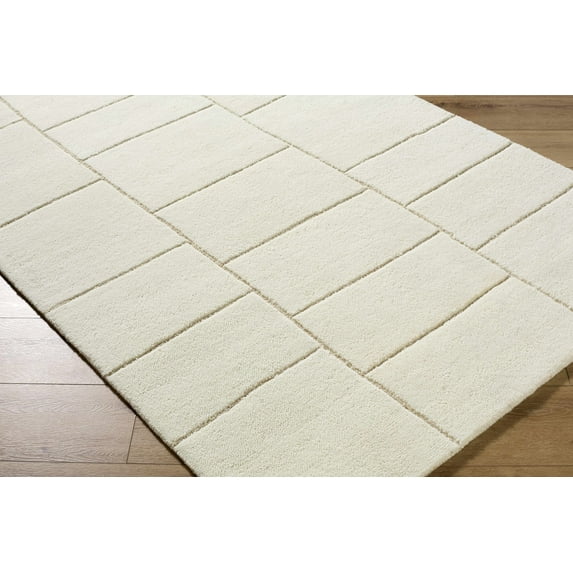 Hauteloom Xylia Wool Living Room, Bedroom Area Rug - Contemporary - Off White, Light Silver - 18" x 18" Sample
